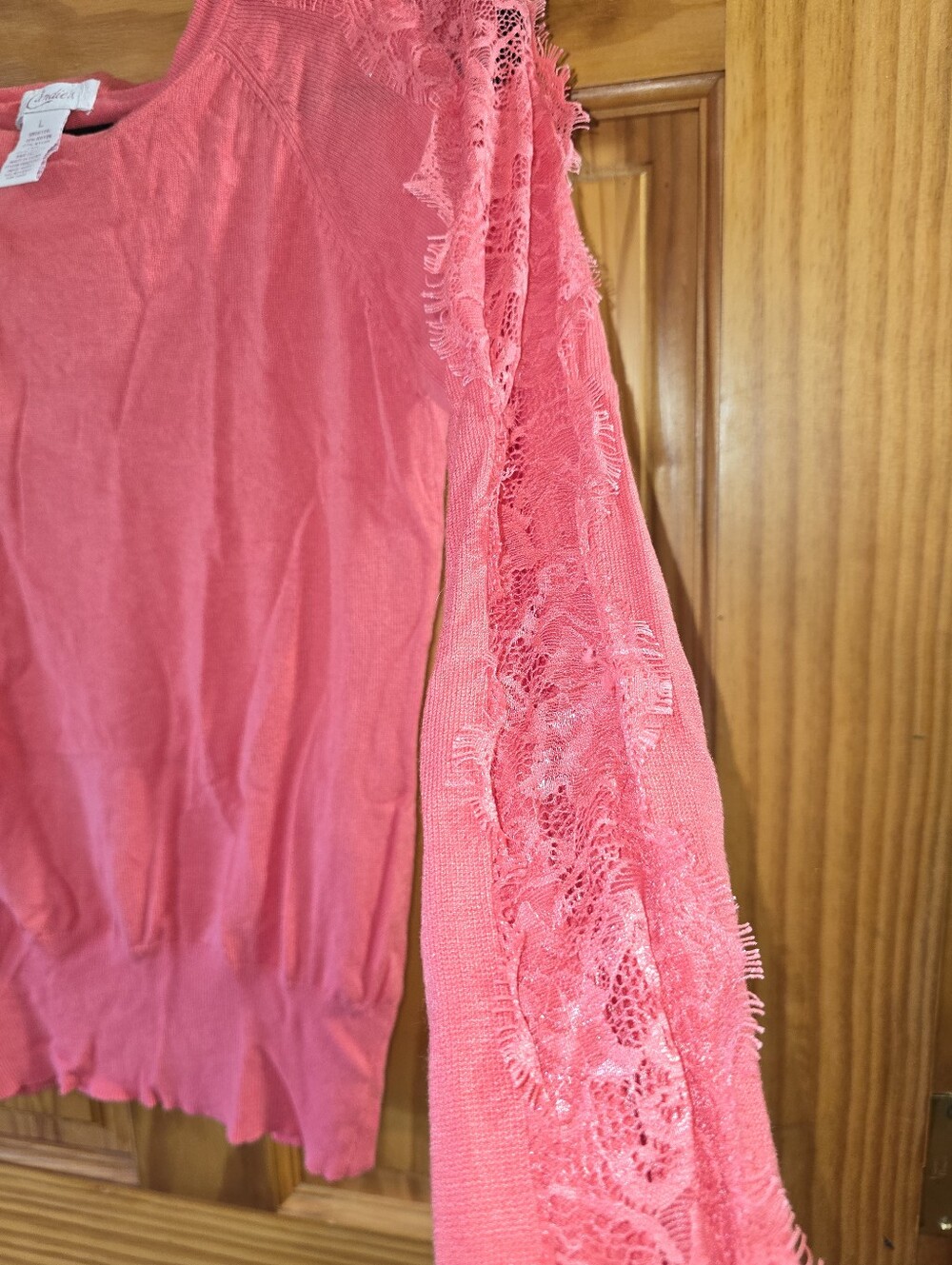 Candies Sweater Lace Sleeves L NWOT